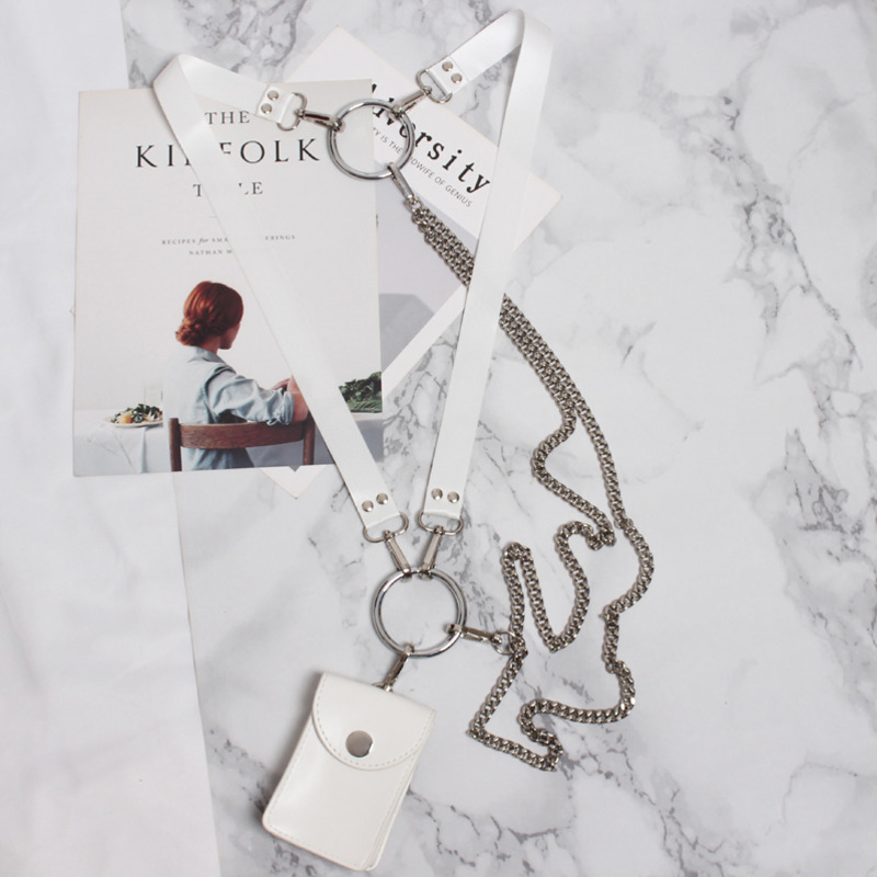 [Eam] Metalen Ketting Mini-Bag Stijlvolle Gesp Pu Lederen Riem Persoonlijkheid Vrouwen Mode Tij Alle-match Voorjaar 1U234