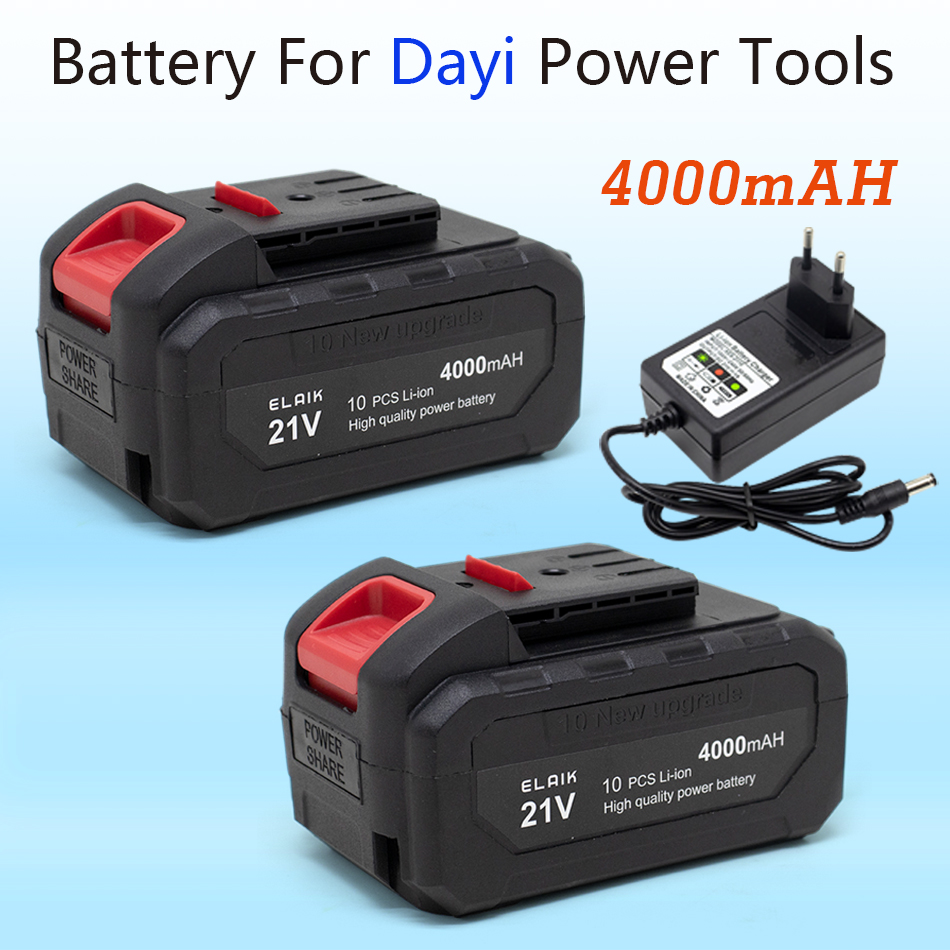 21V 4AH high-power durable lithium battery, charger, suitable for Dayi 21V series electric tool: Beige