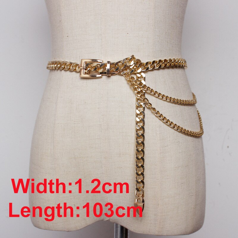 Cetiri Vrouwen Mode Metalen Heup Ketting Riem Elegante Goud Zilver Franjes Ring Taille Keten Kleding Riemen: Style 6