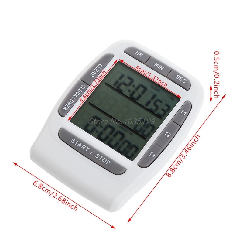 1Pc Digital LCD Multi-Channel Timer CountDown Laboratory 3 Channel Timers 99 Hours Whosale