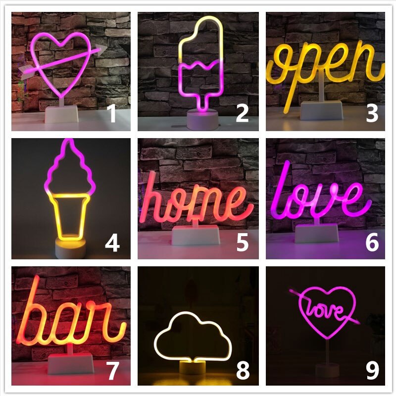 Led neon valokyltti rakkaus sydän juhla koriste neonlamppu ystävänpäivä kodin sisustus valaistus joulujuhlat yölamppu: Ryhmä b / Ei . 8