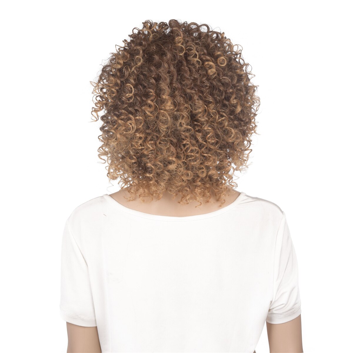 T27/33 Color 14 "corto Pelo Rizado Afro peluca con flequillo fibra resistente al calor rizado pelucas de pelo sintético americano africano: T27 33A
