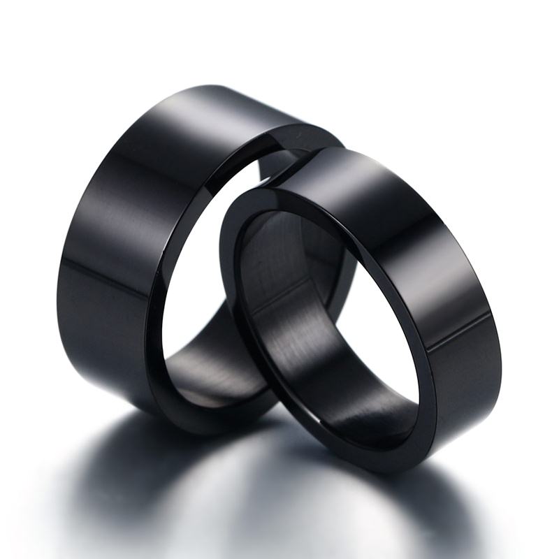 Vnox Black Stainless Steel Ring for His and Her Best Friend Promise Jewelry