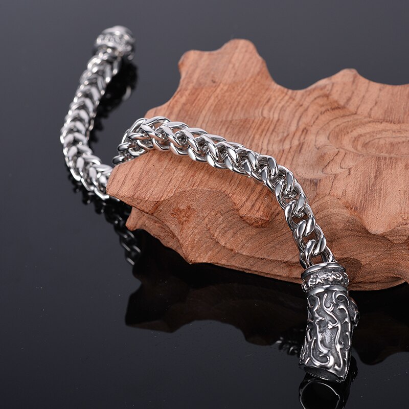 Brazalete de calavera de Punk Rock de para hombres, mejores amigos, joyería de motorista, pulseras de cadena góticas de acero inoxidable para hombres, brazalete grande