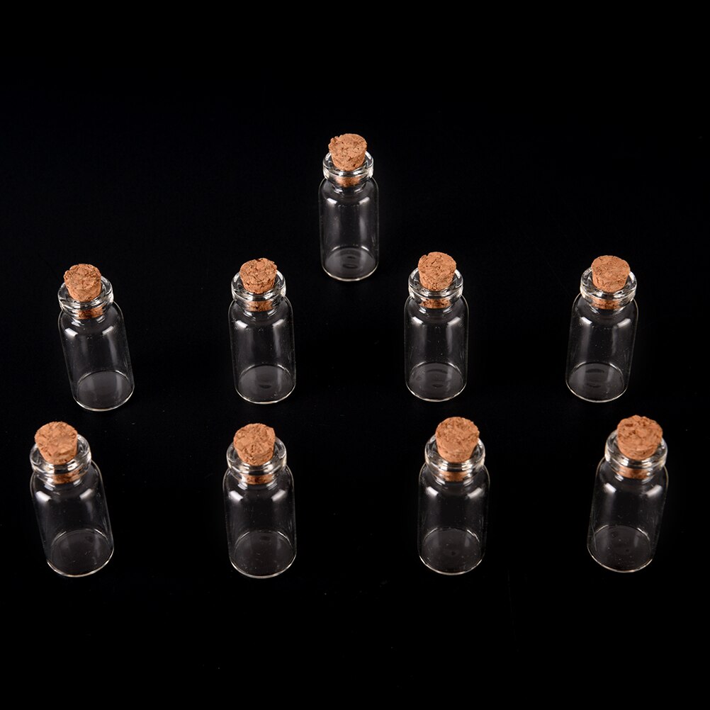 10 stuks 16 x 35mm wensflesjes kerst kleine lege doorzichtige kurk glazen flesjes voor huwelijksdecoratie