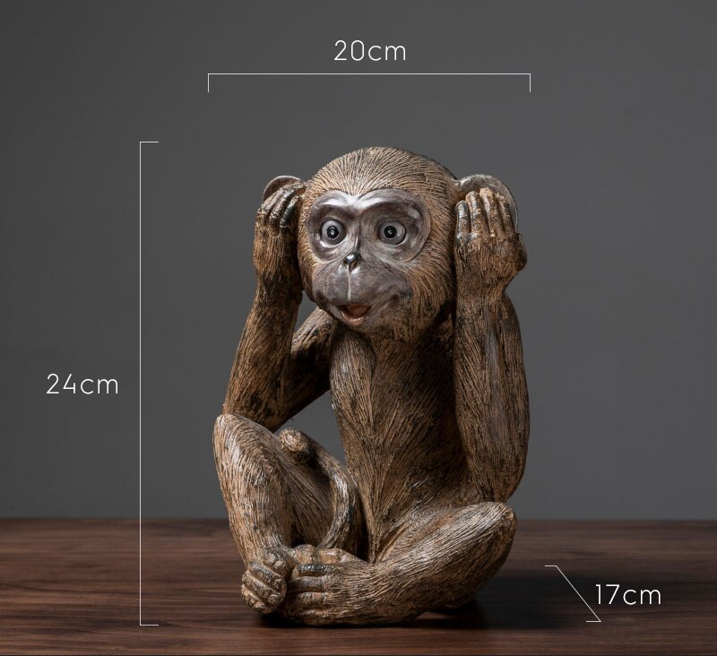 Europees ziet niet, zeg niet kunsthars aap ornamenten huis woonkamer knutselen kantoor decoratie: Luister niet
