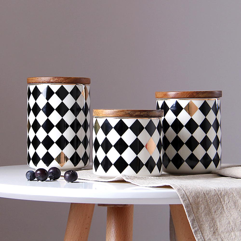 Ceramics Storage Bottles Jar Marble Pattern Ceramic Storage Bottle Cosmetic Storage Tank Organizer Black And White Container