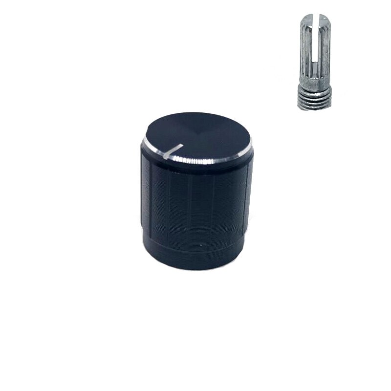 5 stk svart sølv gylden aluminiumslegering bryterhetter potensiometer knotter koder bryter plomme aksel d akse halv aksel 15 x 17mm: Svart