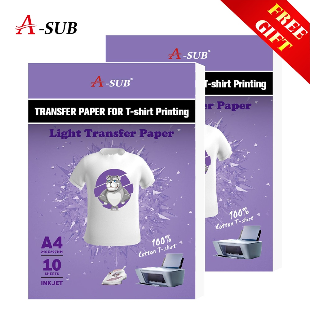 A4 10pcs Heat Transfer paper for light T-shirt Iron-On for cotton cloth 100% Inkjet Transfer with