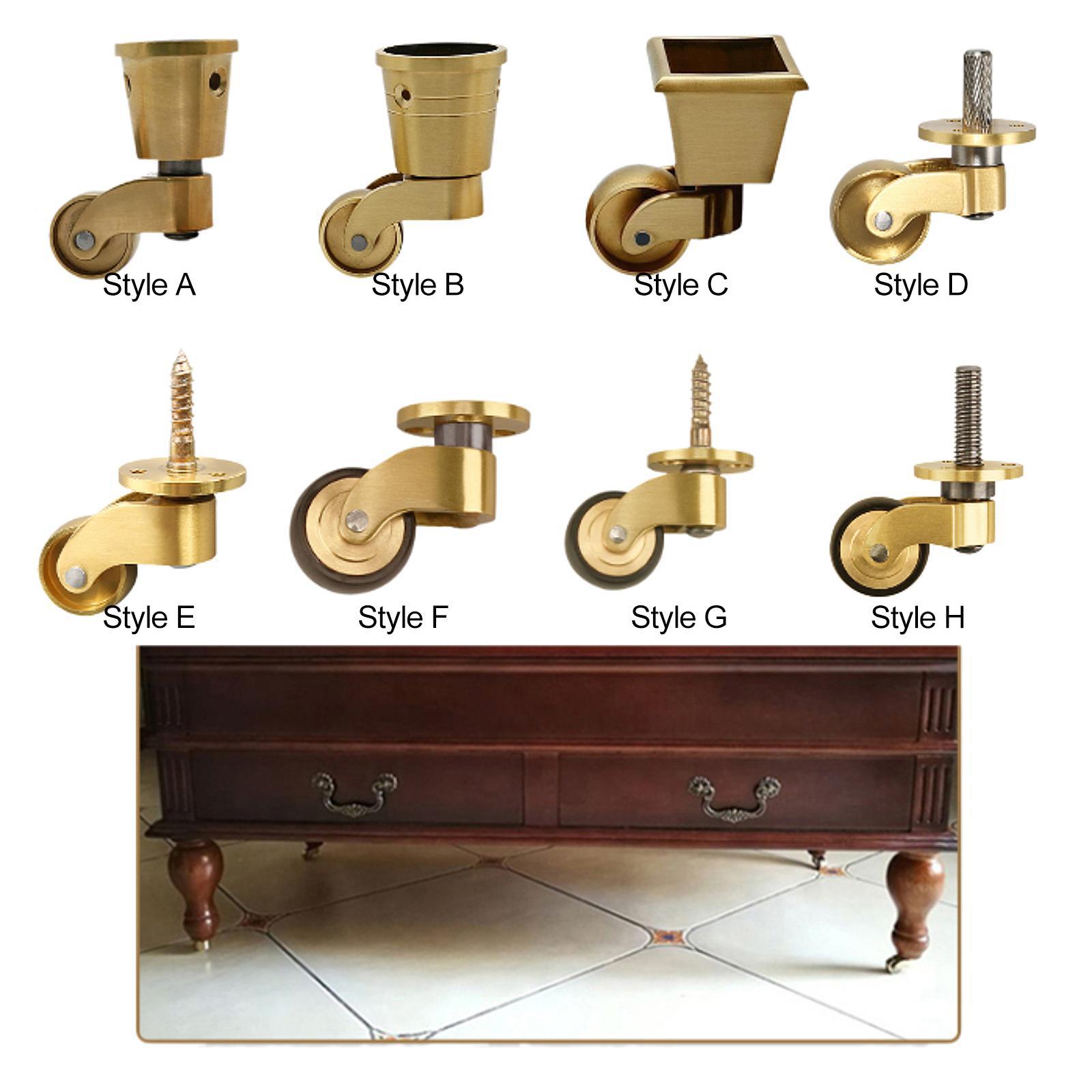 Ruedas para muebles, mesa vintage, silla, patas para muebles, rueda giratoria de latón macizo