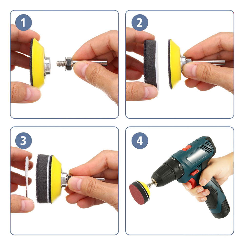 300 Uds 50mm disco de lijado 2 pulgadas 60-3000 papel de lija de grano Kit de almohadillas de lijado para amoladora de taladro herramientas rotativas con placa de respaldo