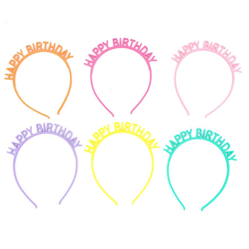 Diadema de feliz cumpleaños para niña, sombrero colorido para de cumpleaños, Macaron, 6 unids/paquete: 6PCS Mixed