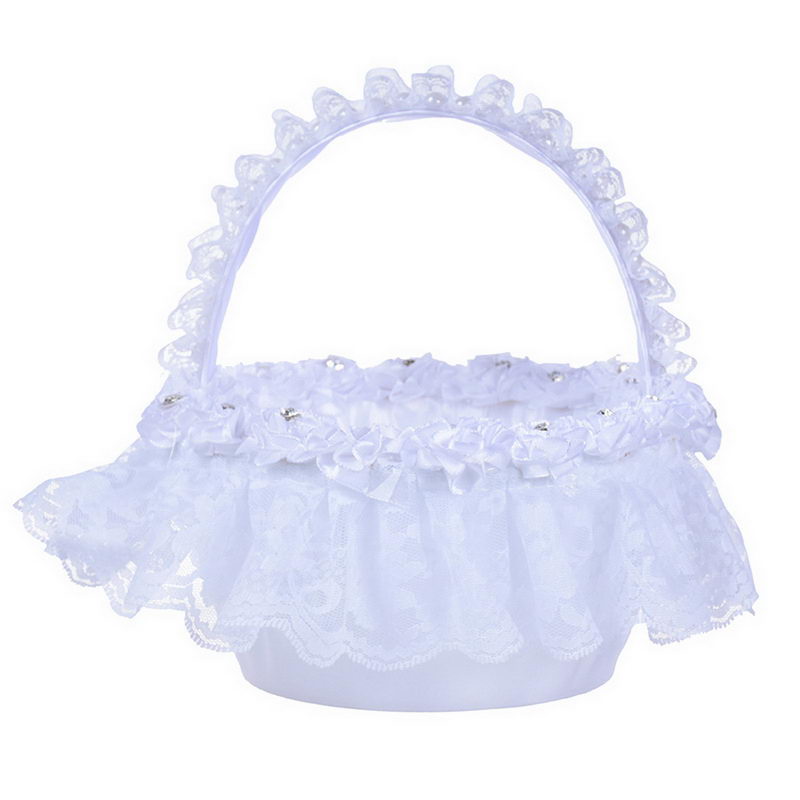 Romantiske blomst kurveflet brude kurve med blonder satin perler til bryllup okt 998