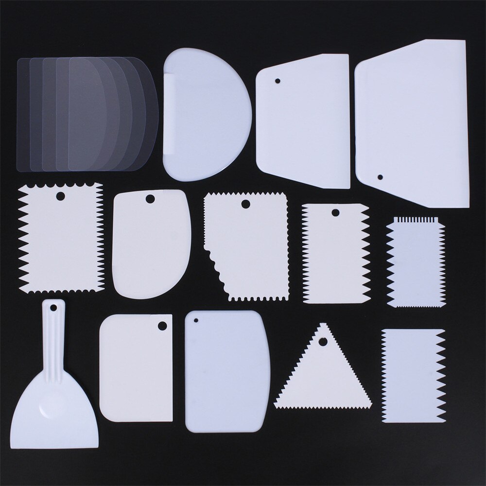 18 stuks cake cream schraper bakgereedschap plastic deegmes glazuur fondant schraper spatels uitstekers bakaccessoires