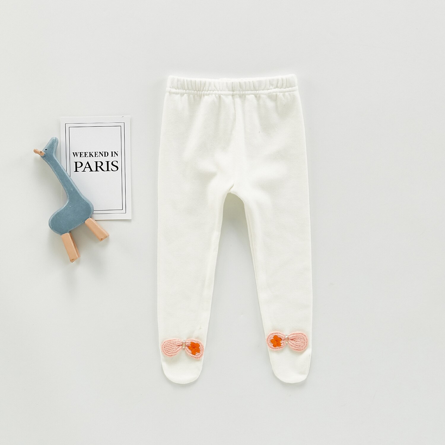 Baby flickor söta bowknot vita leggings 0-3 år baby all-match strumpbyxor: Bowknot / 3t ( taggstorlek 100cm)