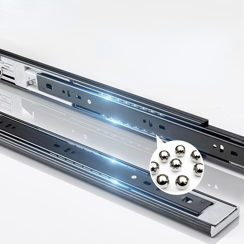 Stainless Steel Drawer Slides Three-section Rebound Slides Furniture Cushioning Damping Slides Smooth and Silent Slides