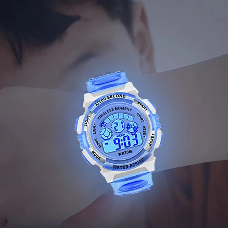 Relojes luminosos para niños LED colorido Flash Digital alarma impermeable para niños niñas fecha semana reloj de para niños