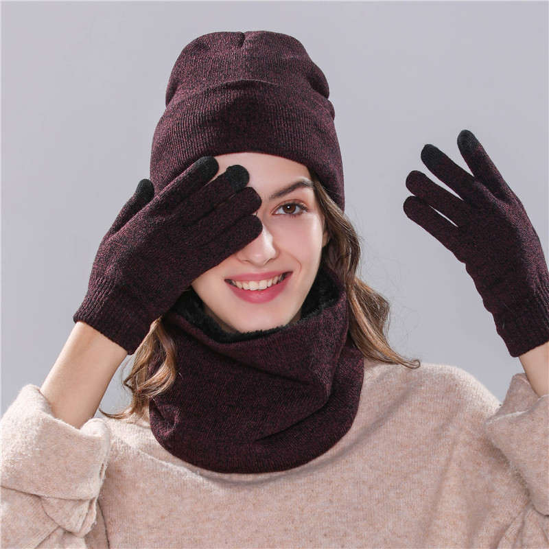Xthree invierno bufanda sombrero guante de chica de las mujeres sombrero de sombrero invierno barato tapa