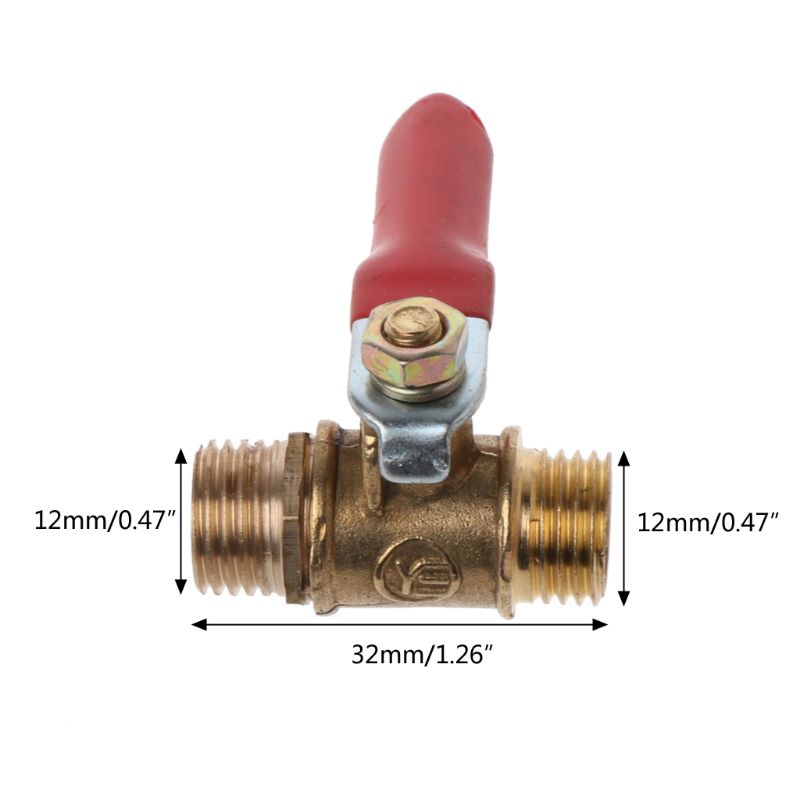 1/4" Ball Valve Male to Male Pipe BSP Brass Ball Valve Barb Hose Metal Ball Valve with Red Lever Handle