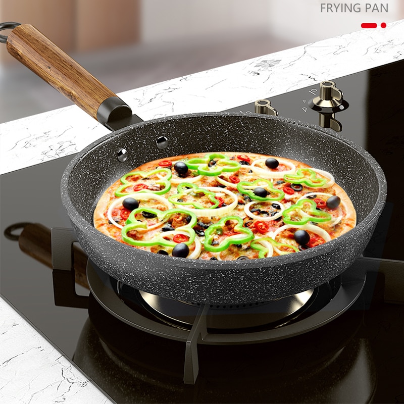 Antiaanbak chinese pot wok maifan stenen koekenpan met deksel huishoudelijke keuken kookgerei zonder olie rook ongecoat