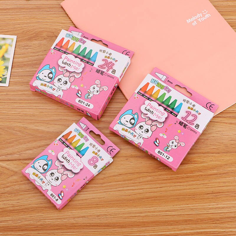 Juego de crayones de colores Kawai 8/12/24 para niños, grafiti, dibujo de bocetos, papelería coreana, suministros escolares de oficina