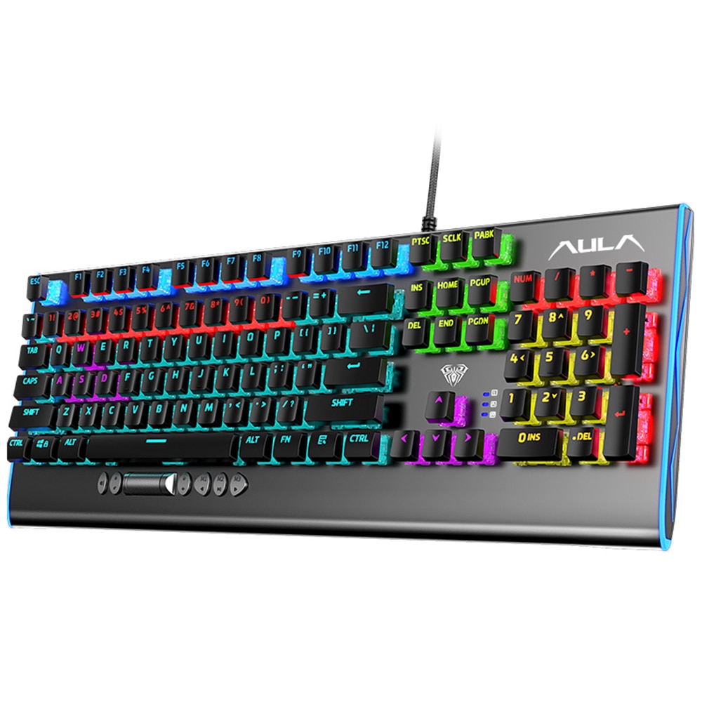 AULA F2099 104-key macro definition gaming laptop desktop multimedia rotary button mechanical gaming keyboard keyboard