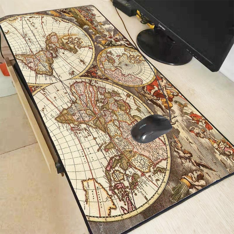 Mairuige Extra Large Speed Mouse Pad Old World Map Gaming Mousepad Anti-slip Natural Rubber Gaming Mouse Mat with Locking Edge