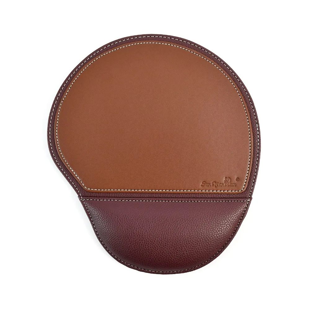 Anti-Slip Wrist Rest Mouse Pad Ergonomic Leather Hand Support Mouse Mat Soft Comfortable Accessories Office: Coffee