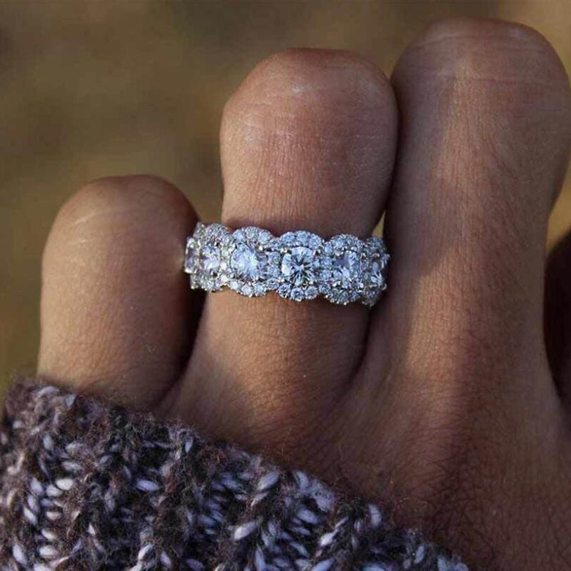 ZN Luxus Weibliche Platz Kristall Ringe Prinzessin Hochzeit Engagement Finger Ringe Jahrestag Strass Schmuck für Frauen: 9 / B