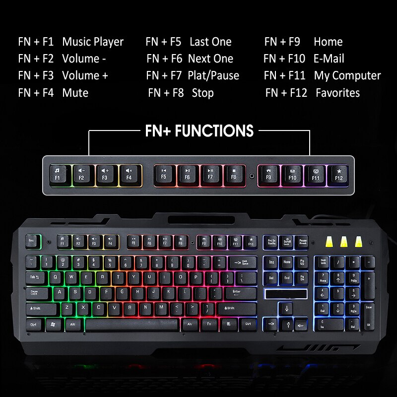 Usb Bedrade Gaming Toetsenbord Muis Set Combo Rgb Backlight Voor Pc Computer Laptop Mobiele Toetsenbord Gamer Wit Toetsenbord