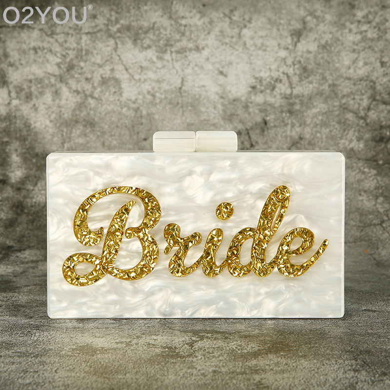 Letter Name Bride Wedding Party Travel Lady Female Acrylic Box Clutches Purse Wallet Small Square Messenger Bag bolsa feminina