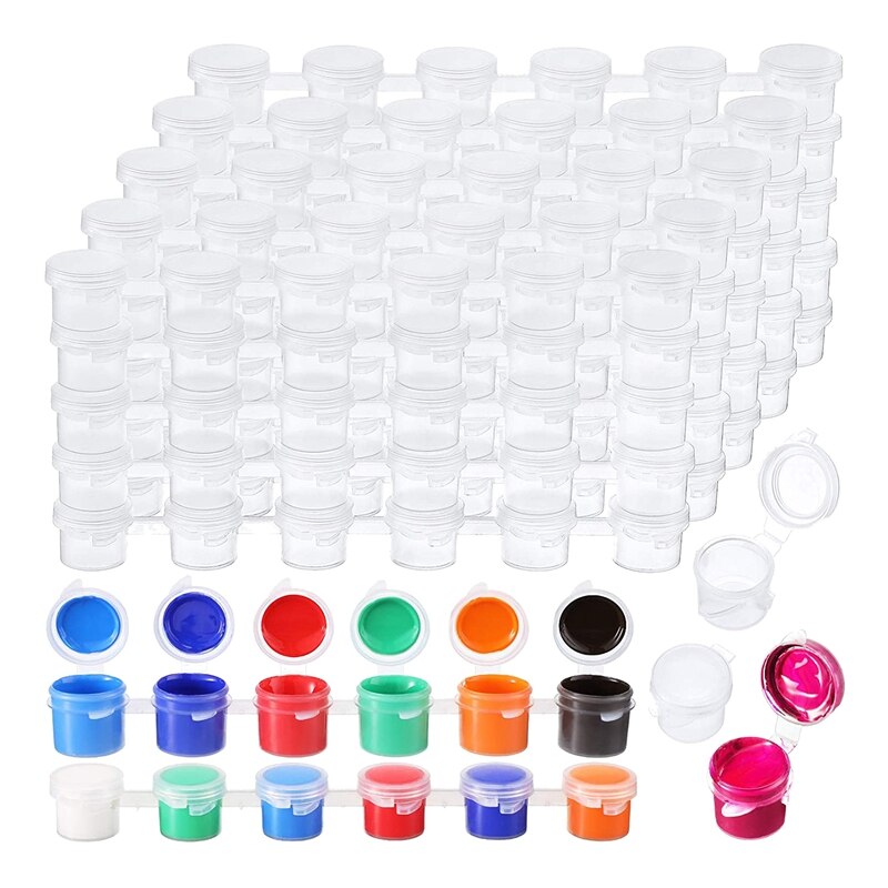 100 Strips 600 Potten Lege Verf Strips Verf Cup Clear Plastic Opslag Containers Schilderen Craft Supplies(3 Ml/ 0.1 Oz)