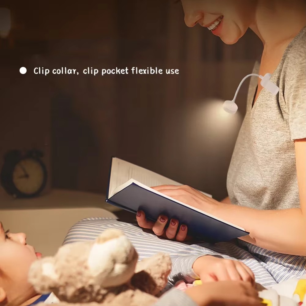 3 Colors LED Book Clip Lights Stepless Dimmable Eye Protection Reading Lamp with Clip Folding 360° Rotate Bedroom Table Lamp