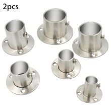 2PCS 19-25mm Stainless Steel Pipe Bracket Dia Tube Support Flange Seat For Wardrobe Hanging Rail Rod Pole Socket End Holder