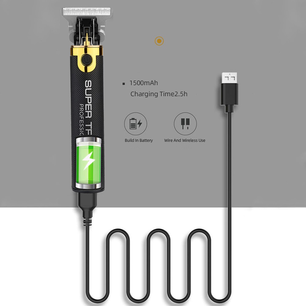 retro USB Aufladbare Haar Trimmer kabellos Barbier Carving Haar Haarschneidemaschine Große Energie Geräuscharm T9 Haar Schneiden Für Art Erwachsene