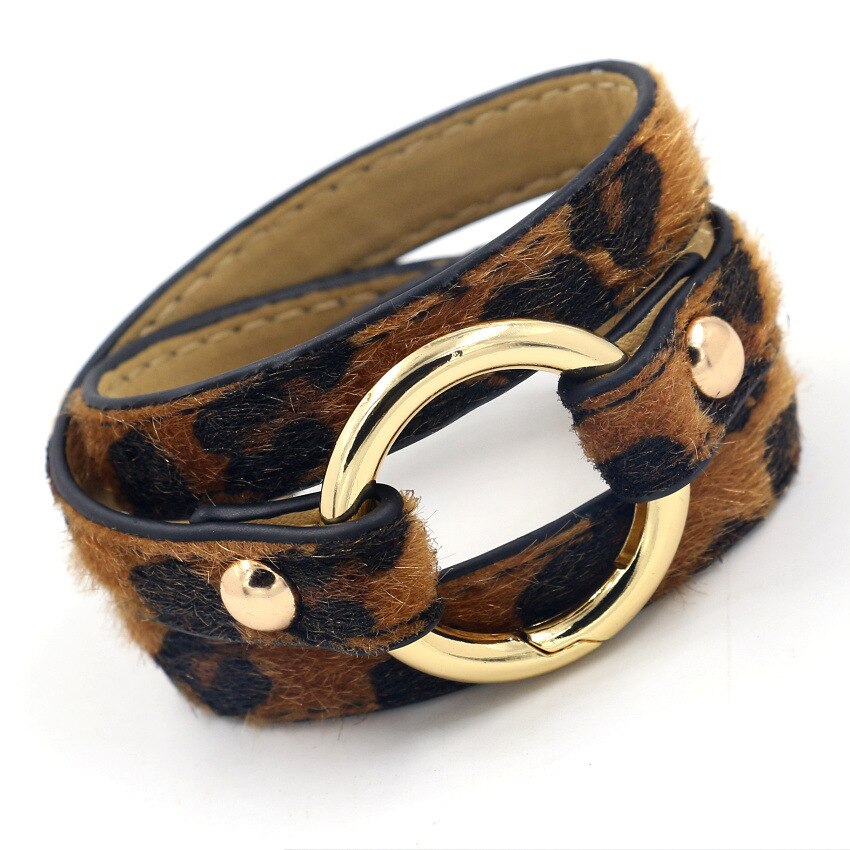 Luipaard Lederen Armbanden Voor Vrouwen Armbanden En Armbanden Elegante Boho Multilayer Wrap Brede Armband Sieraden