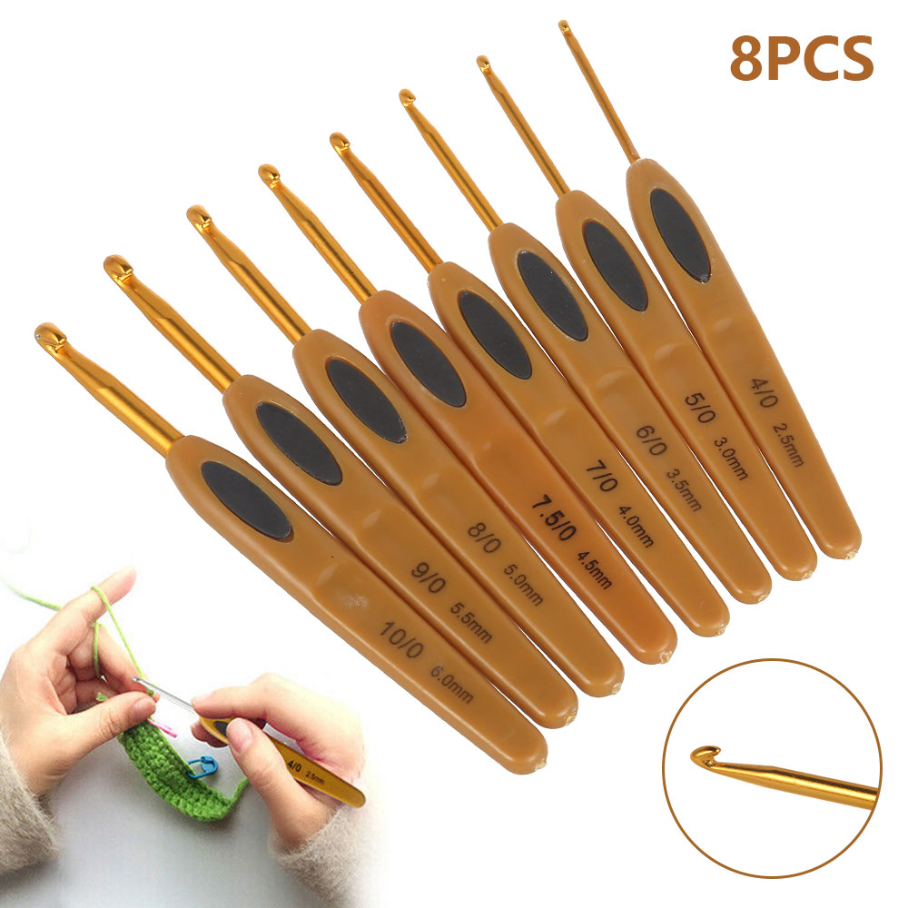 8 Stks/set Soft Touch Haaknaalden 2.5-6Mm Aluminium Breien Weave Craft Yarn Breien Naalden Draagbare Trui Hand naaien Gereedschap