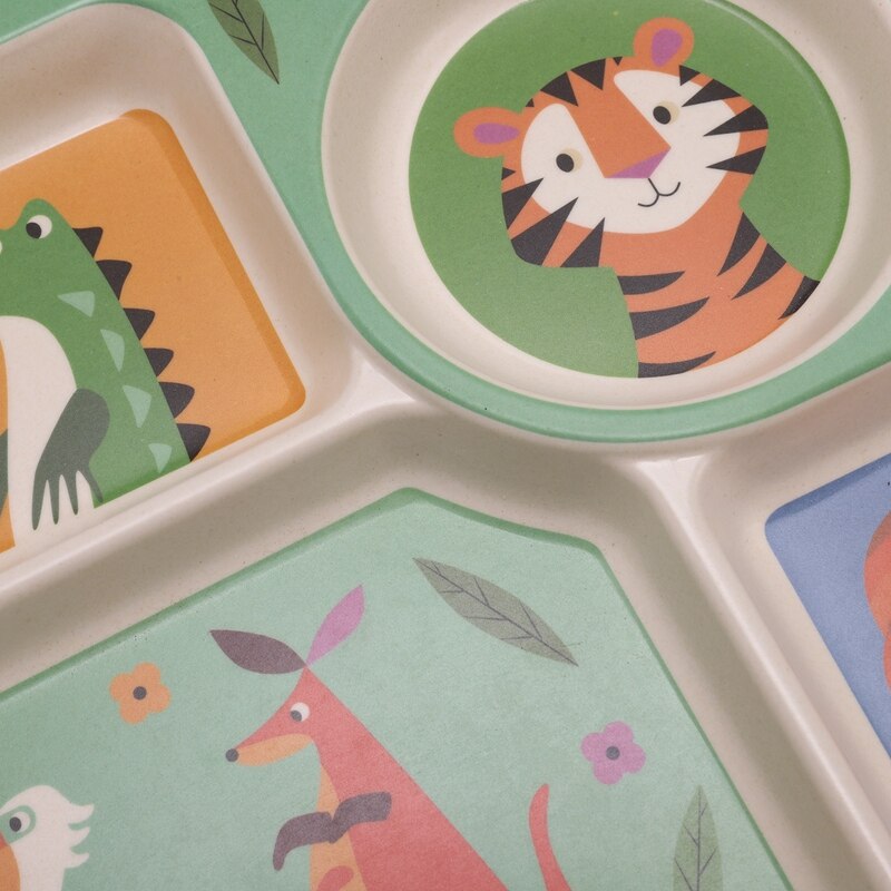 Lixf baby bambu fiber 5 st/set servis set baby tallrik barn tecknad separerings tallrik skål gaffel sked kopp set matning supp