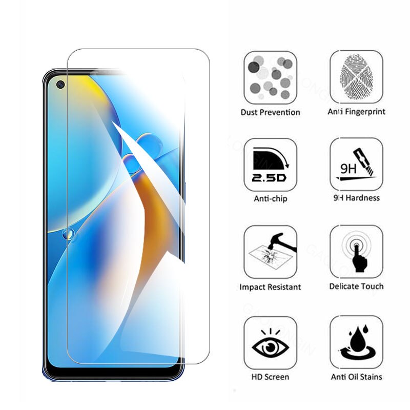 Protecteur d'écran pour OPPO A74 4G/5G, verre trempé, Film d'objectif de caméra, couverture de téléphone