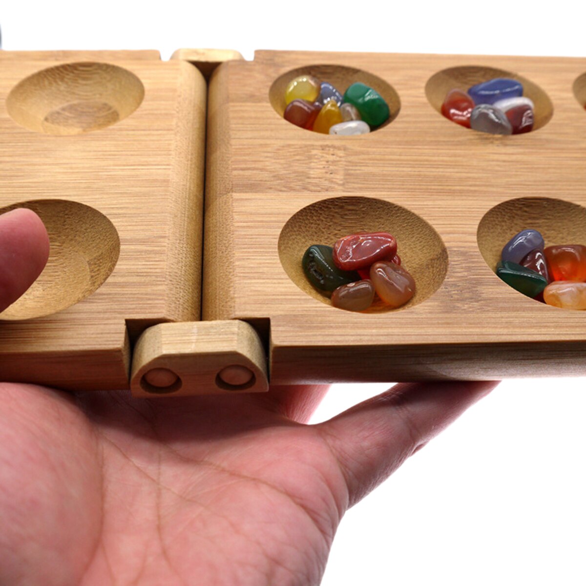 Kids Toys Mancala Board Strategy Game Children's Educational Toys Board Game Folding Bamboo Board Children