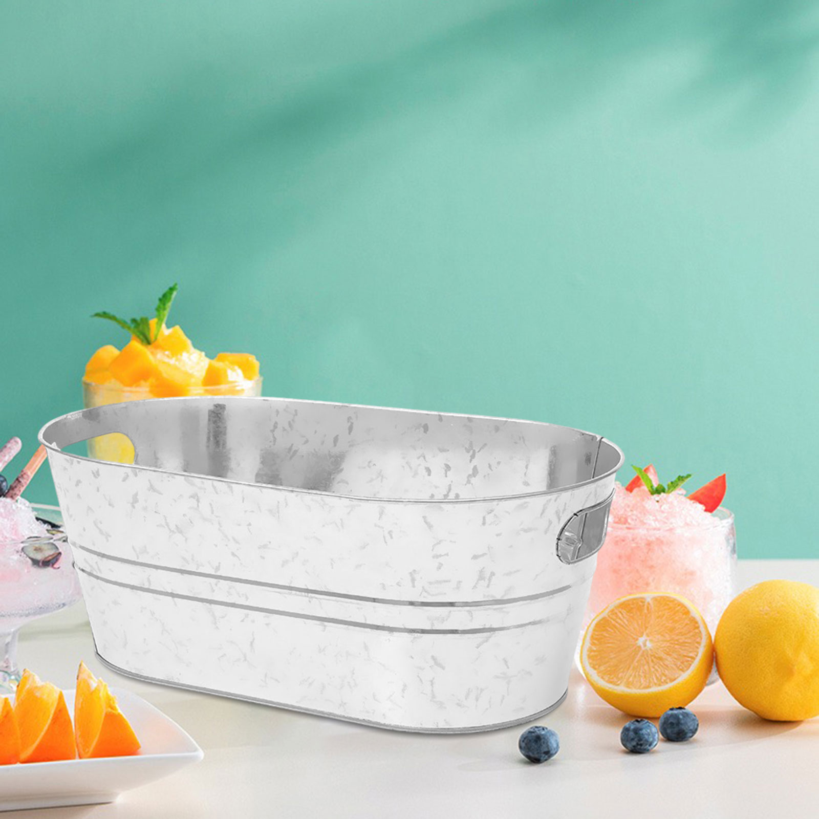 Vasca ovale in metallo in acciaio zincato grande secchio zincato per feste in piscina per la casa feste a casa festa per bevande alla birra