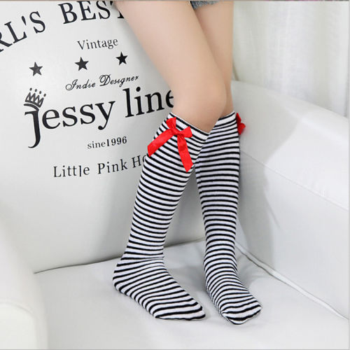 Lovely Girls Kids Toddler Bow Knee High Socks Colours Silk Bow 1 to 8 years