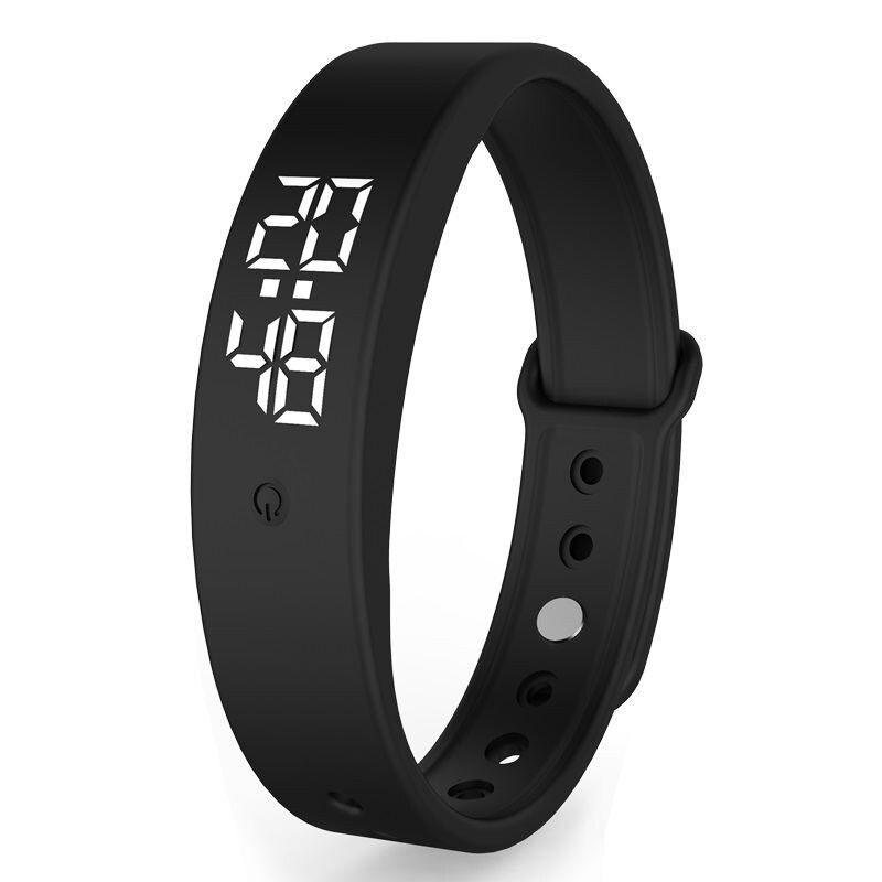 V9 Smart Bracelet With Body Temperature Monitoring Precise Display Smart Band Vibration reminder Smart Clock Smart Wristband: black