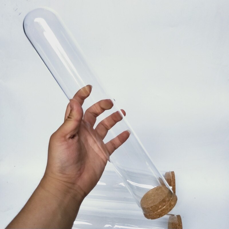 2 stks/pak 3.7*18cm Cork Base Glass Dome Droge Bloem Opslag Fles DIY Glazen Buis Decoratie Vaas