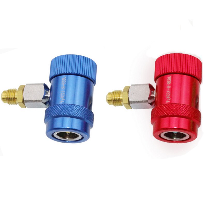 Rood/Blauw 1/4 "Sae Connector Voor Jaguar/Land Rover 1 Stuk/paar R1234yf Auto Airconditioning Systeem Hoge/Lage Kant Handmatige Koppeling: High and Low Side