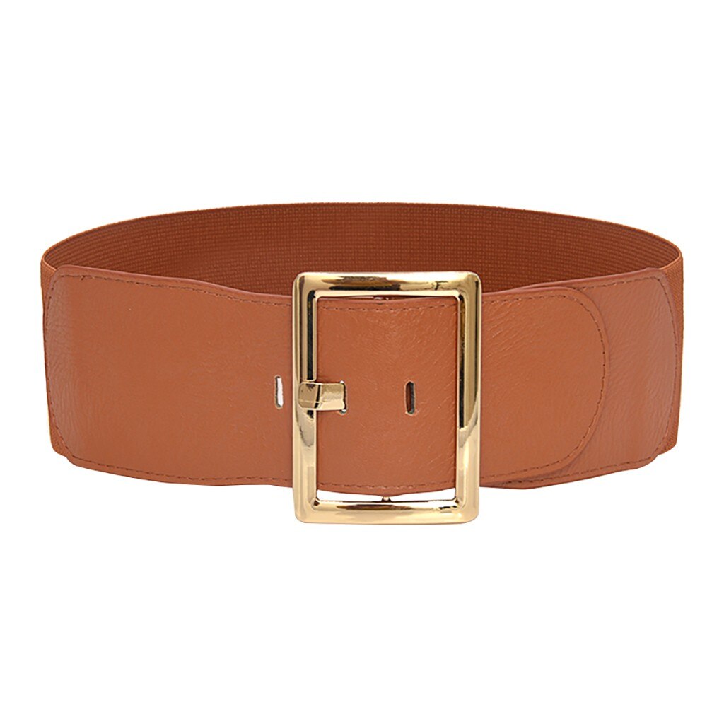 Women Ladies Waist Belt Body Belt Wide Elastic Belt Dress Accessories: Brown