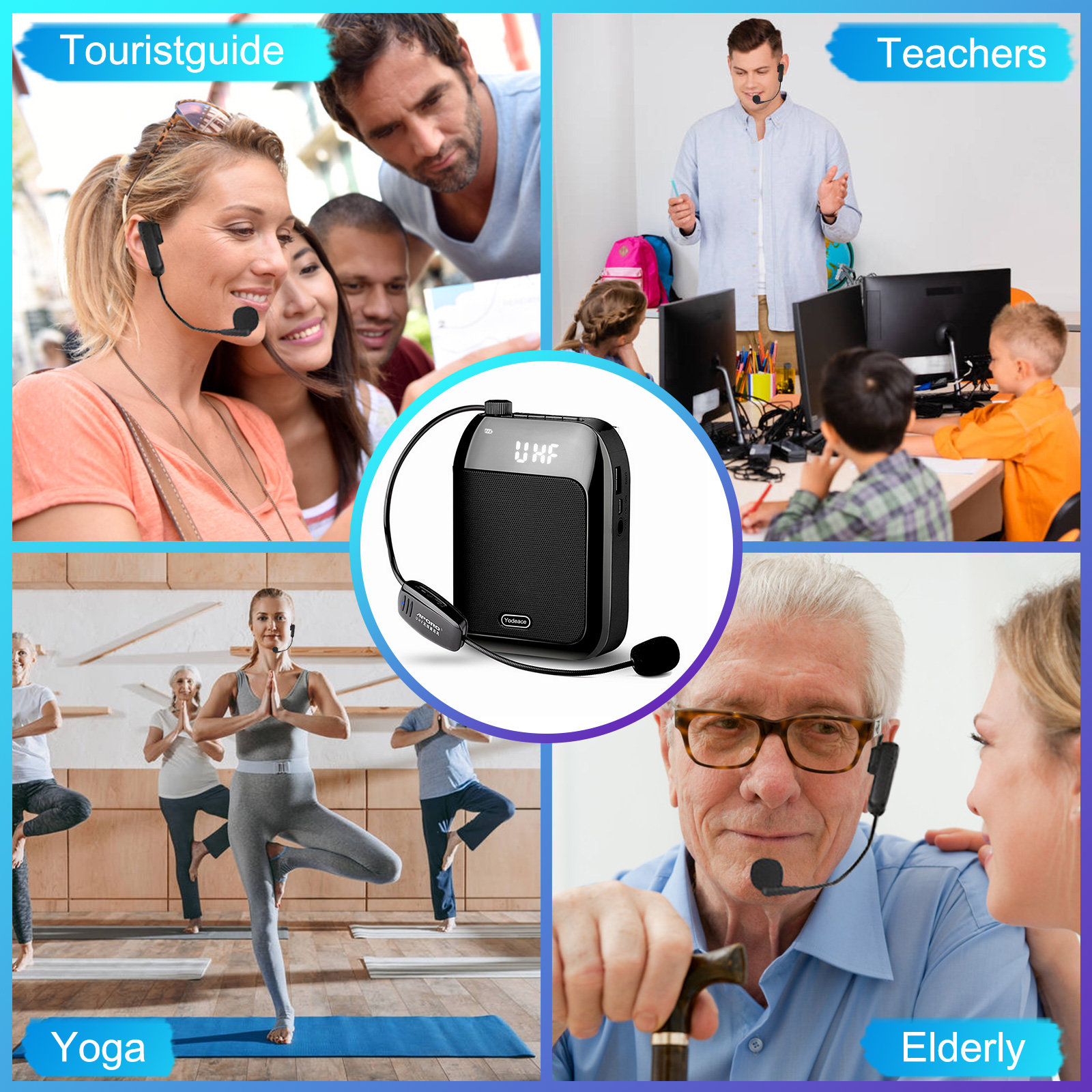 Gosear-Amplificador de voz portátil multifuncional, altavoz de voz compatible con Bluetooth, con micrófono inalámbrico para profesores, spe, 15W