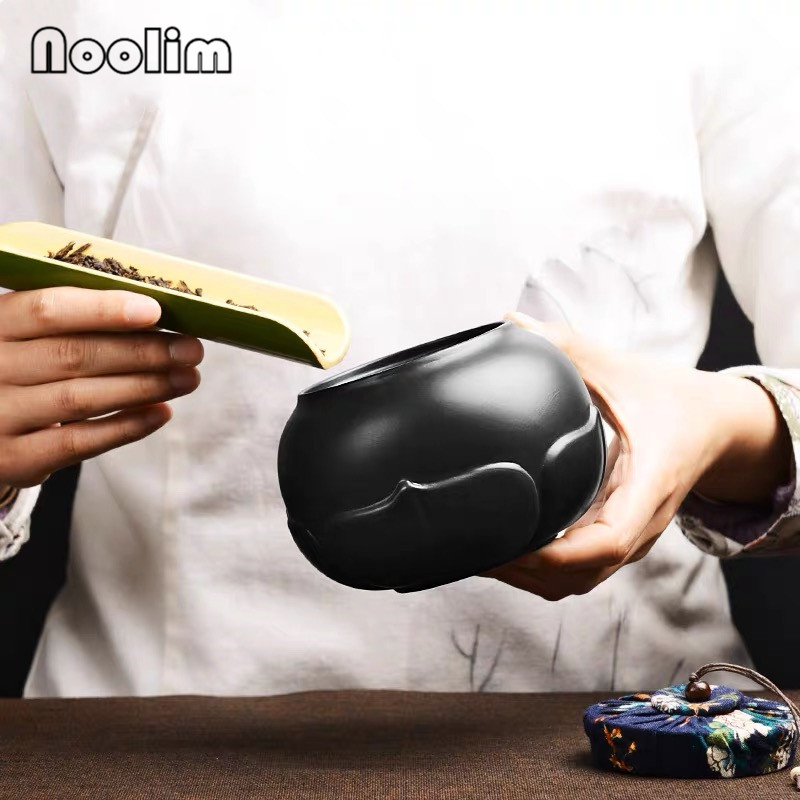 Botes de arcilla púrpura hechos a mano, frascos de especias sellados creativos, caja de almacenamiento de alimentos de cerámica con tapa, portátil, de viaje, Caddy de té Puer
