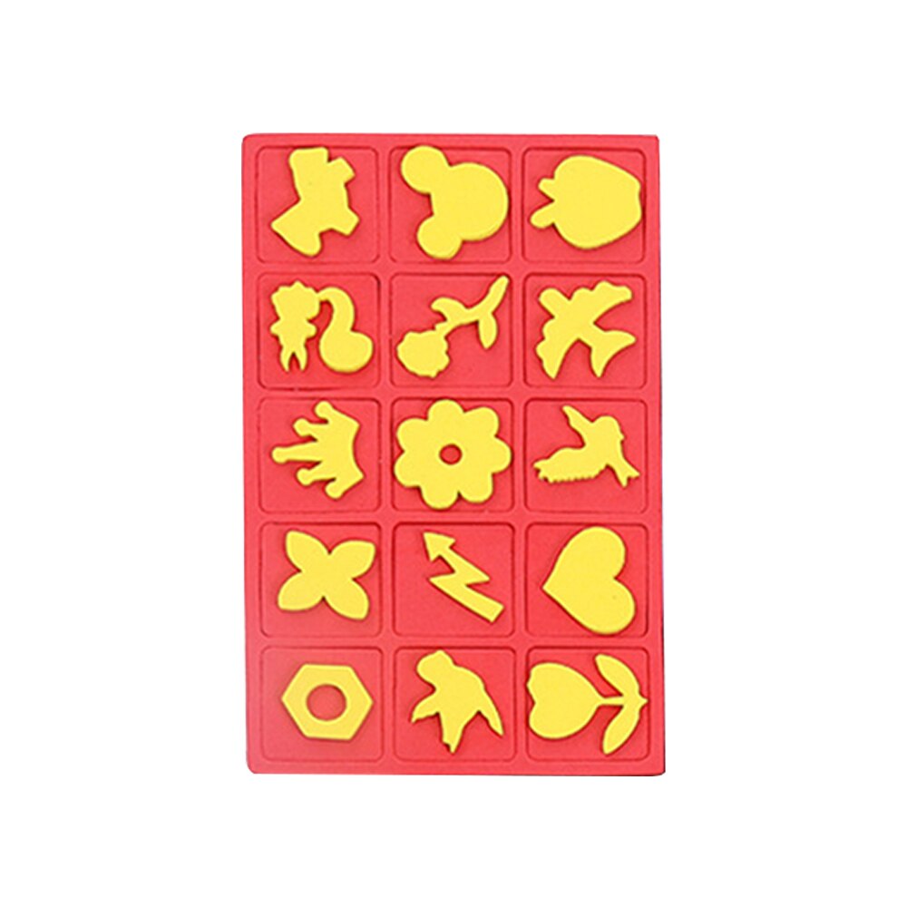 15 stk kunst maleri frimærker svamp stamper med søde mønstre tidlig læring tegneværktøjer til børn småbørn håndværk diy: Rød