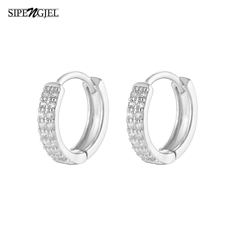 cubic zircon Small Hoop Earrings double crystal Gold Earrings For Women Girls Jewelry